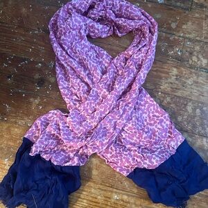 Banana Republic Pink Patterned Scarf with Navy Trim